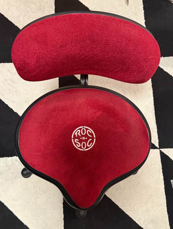 Roc N Soc Lunar Series Gas Lift Drum Throne Black (LSG O-K)- Black w/ Backrest 2019 - Red w/ Backrest image 1