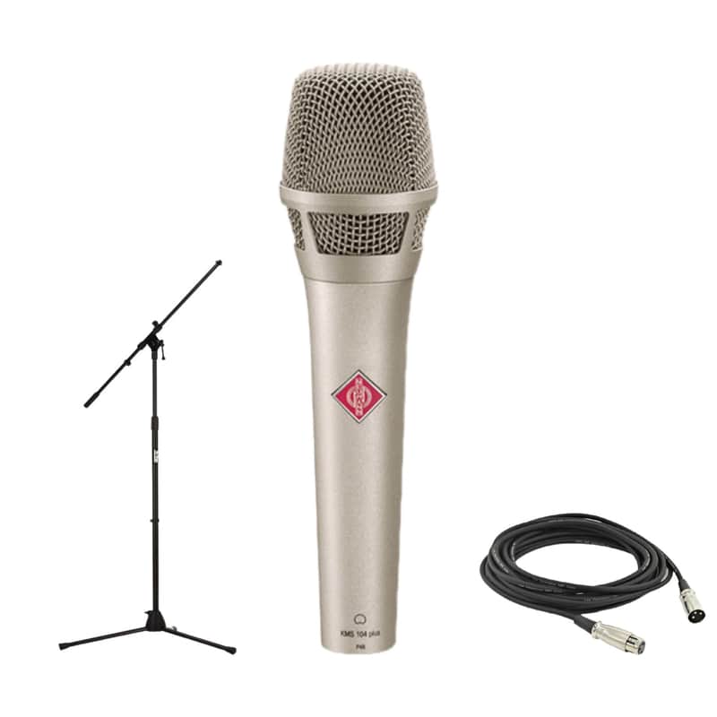 Neumann KMS 104 Plus Cardioid Condenser Handheld Vocal Microphone with On-Stage Stands MS7701B Boom Mic Stand and XLR Cable image 1
