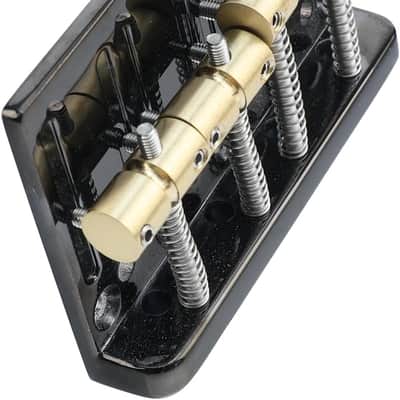 Black Electric Bass Guitar Bridge with Brass Saddles Zinc Alloy Plate 4 String Fixed Bridge Compatible with Fender Jazz Precision Bass Bridge Replacement Parts image 2