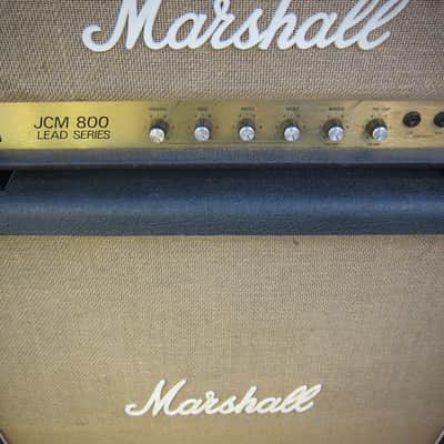 Marshall JCM 800 Lead Series Amp & JCM 800 Lead-1960 Cabinet All Original-Circa-1985-Black Vinyl Brown Grill Cloth image 7
