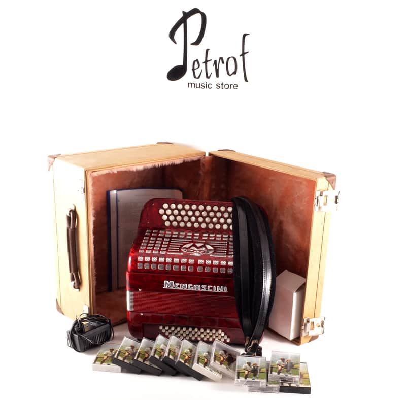 Custom Made Mengascini Accordion with Implanted Cassette Stereo Player System&Accessories~Fake Play~ image 1