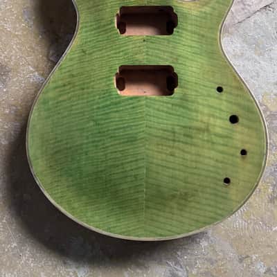 Green HH Guitar Body Tiger Maple Top Mahogany DIY Project image 1