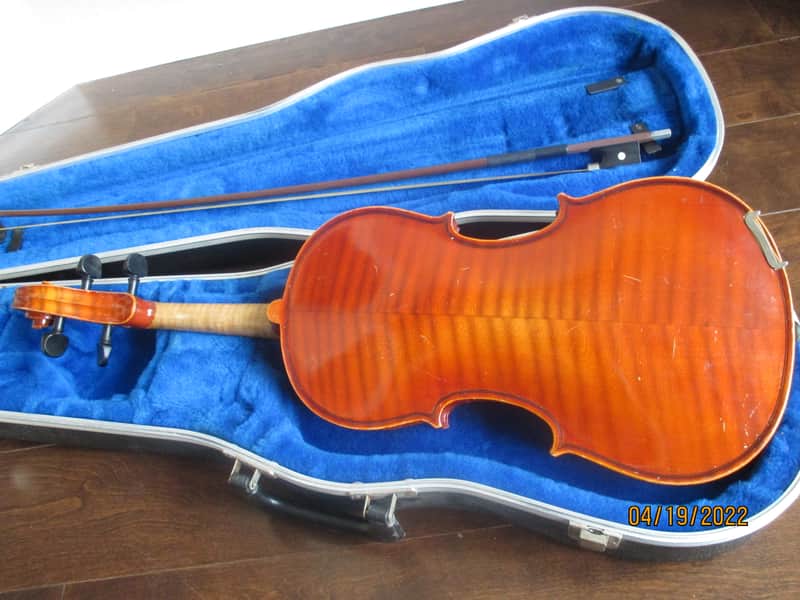 J Balaton brand violin with case and bow. Made in Hungary image 1