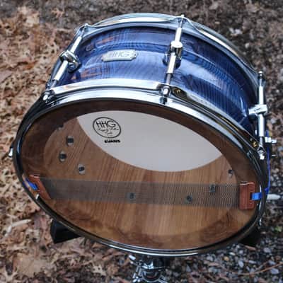 HHG Drums 14x7 Contoured Ash Stave 2022 Ocean Blue High Gloss Lacquer image 12