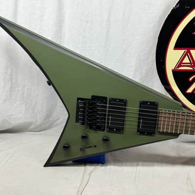 Jackson X Series RRX24 rrx 24 Randy Rhoads Flying V Guitar with Reverse Inlays + Reverse Headstock 2022 - Matte Army Drab with Black Bevels image 2