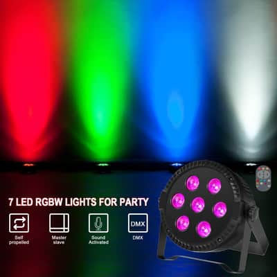 NEW (4 PACK) Stage Lights RGBW DJ Lights Sound Active LED Par DMX Light w/ Remote for Party Disco Club image 2