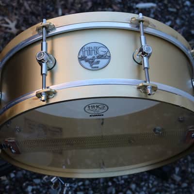 HHG drums 14x5.25 Handmade Brass With Solid Brass Bespoke Hoops 2022 Satin Lacquer image 2