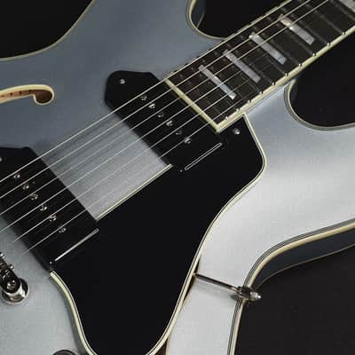 Eastman T64 Trapeze Iced Blue Metallic Hollowbody Electric w/Gig Bag image 8