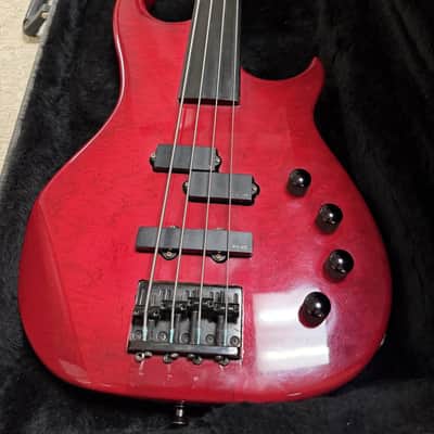 Modulus Graphite BassStar Fretless 4-String Bass Red w/ EMG Pickups & Hard Case – USA image 3