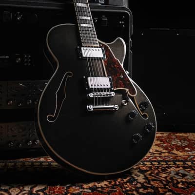D'Angelico Premier SS Semi-Hollow Body Electric Guitar, Black Flake w/Gig Bag image 9