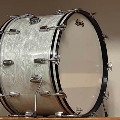 1960's Ludwig 22" White Marine Pearl 14x22 Virgin Bass Drum image 14