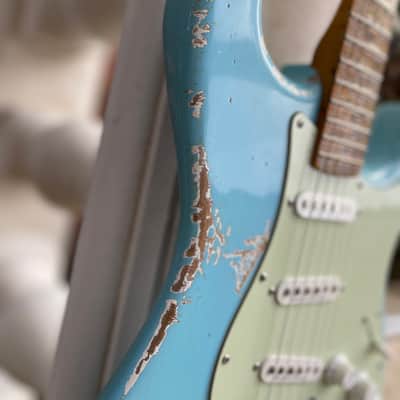 MJT Stratocaster Hardtail with Fender Jimi Hendrix Neck “Daphne Blue Heavy Relic” image 11
