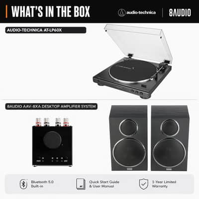 Audio-Technica AT-LP60X Belt-Drive Stereo Turntable with Amplifier System Bundle image 2