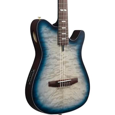 Ibanez FRH20QMNCTL Thinline Nylon String Acoustic-Electric Guitar - Cosmic Blue Starburst Low Gloss image 5