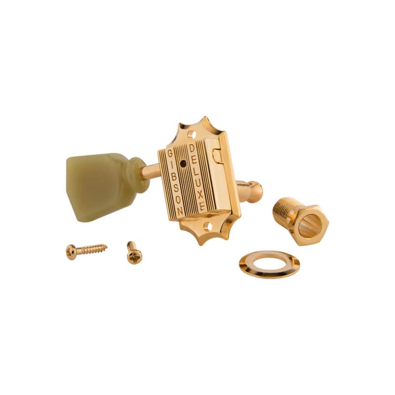 Gibson Single Deluxe Vintage Gold Green Key Treble Side Guitar Tuner image 1