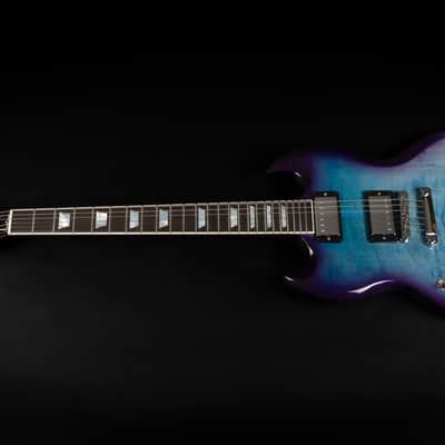 2021 Gibson SG Modern LH Left Handed - BBF Blueberry Fade | USA "AA" Flame Top Ebony Fretboard 24 Frets BurstBucker Pro Pickups Push Pull Coil Split 3.19kg | CoA OHSC image 3