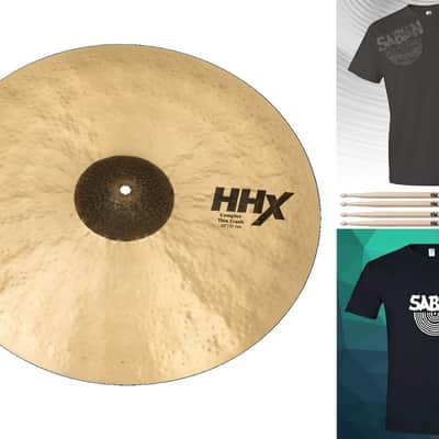 Sabian *Pre-Order* HHX 20" Complex Thin Crash Natural Finish Cymbal +Shirt & Sticks Bundle Pack Special Order Authorized Dealer image 1
