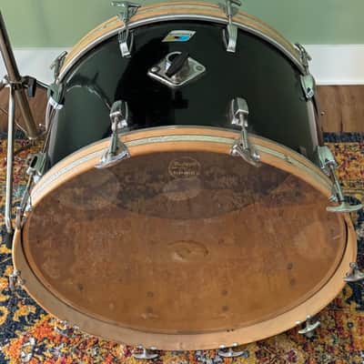 Ludwig 70's Quadra Plus Drum Set Black  Vintage Blue & Olive Badge Read Listing image 12