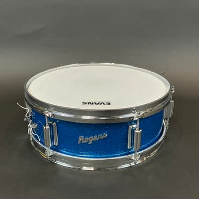 Rogers Luxor Blue Sparkle 6 Lug Snare Drum 5x14 image 1
