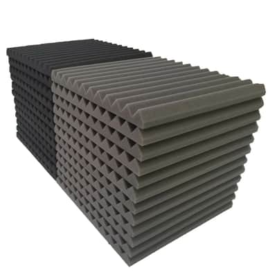 12-Pack Black & Gray Acoustic Foam Panels, 12" x 12" x 1" Sound Absorption Tiles for Studio Walls & Recording Spaces image 2