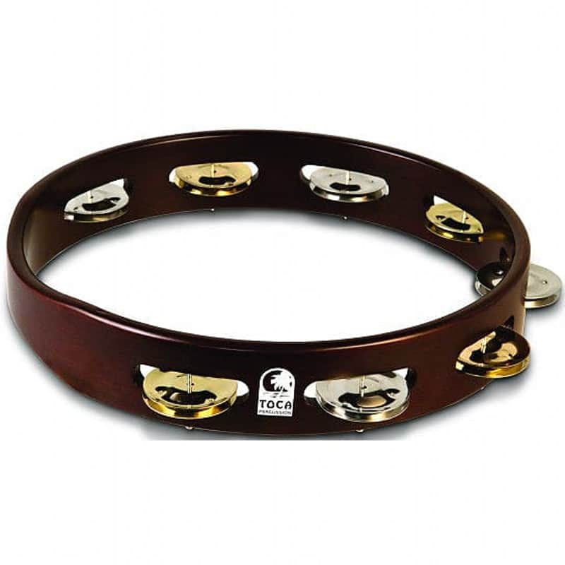 Toca Acacia Wood Tambourine, 10” Single Row image 1