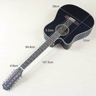 Left Handed 12 String Acoustic Electric Guitar, Laminated Spruce and Basswood Body, Okoume Wood Neck image 9