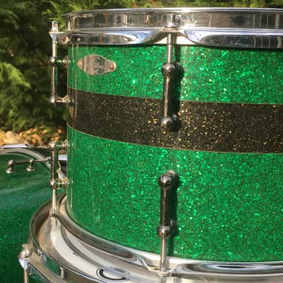 C&C Custom Drums Green Glass Glitter USA Order Made Drum Set Rock Kit CC Cardwell & Cardwell CC Maple Shells 12/14/22 image 6
