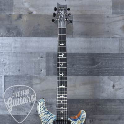 Paul Reed Smith Custom 24 Quilt Artist Top Awabi Birds - Faded indigo with Hardshell Case image 4