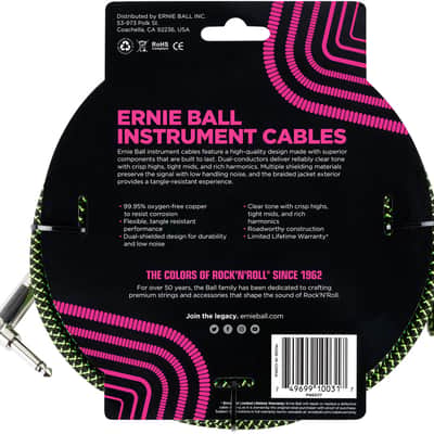 ERNIE BALL 6077 Instrumentenkabel Wkl-Kl 3m schwarz/grün image 2