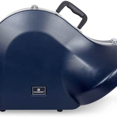 Crossrock ABS Hard-Shell Case for French Horn with Single Shoulder Strap-Blue image 2