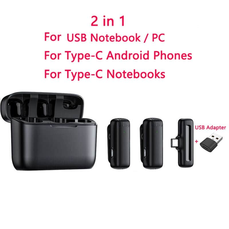 Wireless Lavalier Microphone Charging Case Mic Portable Audio Video Recording for iPhone Android Camera Notebook Live Gaming Mic image 1