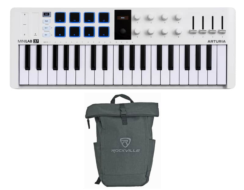 Arturia MiniLab 37 mk3 White 37-Key MIDI Keyboard Controller+Laptop Backpack