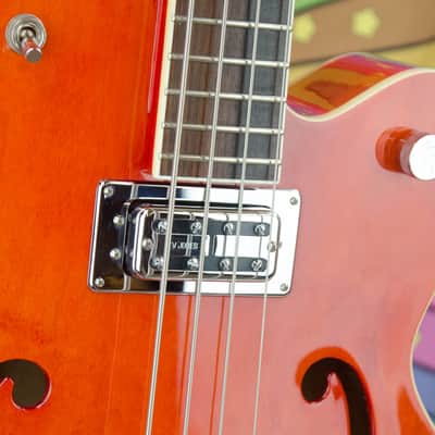 Used Gretsch G5123B Limited Edition Electromatic Bass, Orange, Hard Case image 6