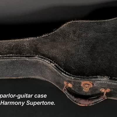 Dazzling 1927 Harmony Supertone Artist parlor guitar, rare 14” body, all orig, koa, orig case. image 13