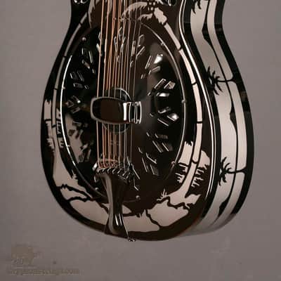 National Reso-Phonic Style O GERMAN SILVER 14 Fret 2024 Mirror Nickel with Deco Palm Tree Design image 16