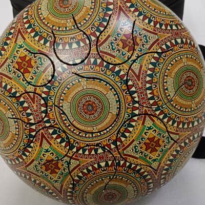 432hz tuned,Tongue Drum/Handpan/steel drum/Haing drum,10"  10 Inch 9 Notes With India Rangol Arts Design image 2
