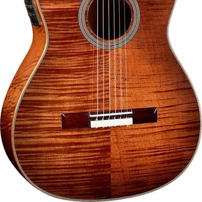 Cordoba Fusion 12 Exotic Acoustic-Electric Classical Guitar, Flamed Okoume Top, Cinnamon Burst image 2