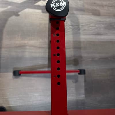 K&M 18810 Omega Table-Style Keyboard Stand, Ruby Red W/ included K&M Laptop Holder AND K&M iPad Mic Stand Holder image 10