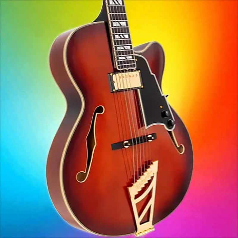 D'Angelico Excel 16 Hollowbody Electric Guitar With Seymour Duncan DA-59 Humbucker Amaretto Burst image 1