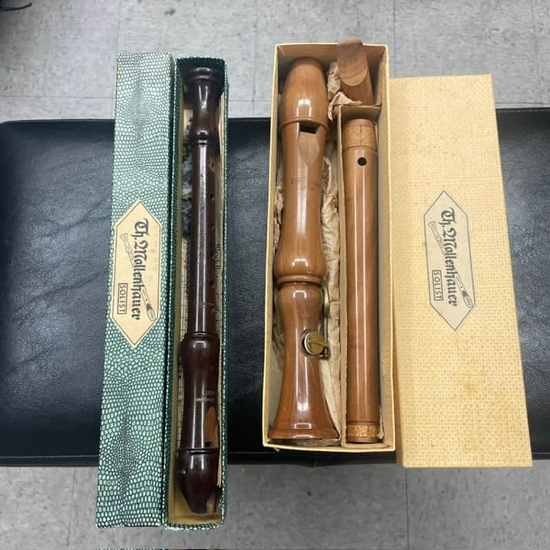 Mollenhauer Solist Wooden Recorder Lot – Keyed Alto & 2-Piece Soprano w/ Boxes '50s or '60s image 1