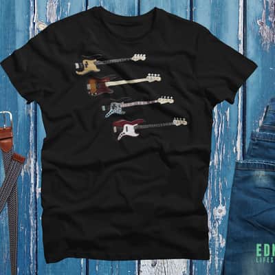 Four Basses Custom Printed T-Shirt - 4XL Black image 2