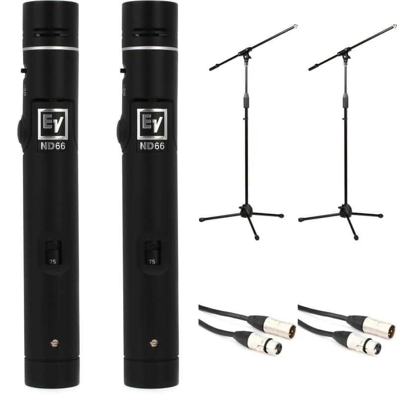 Electro-Voice ND66 Small-diaphragm Condenser Microphone Pair with Stands and Cables image 1