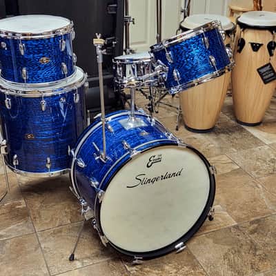 Slingerland Sound King 5 Piece Drum Set, 1968 - Blue Onyx Pearl image 7