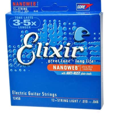 Elixir 14638 Nanoweb Nickel Plated Steel 12-String Electric Guitar Strings - Light (10-46)
