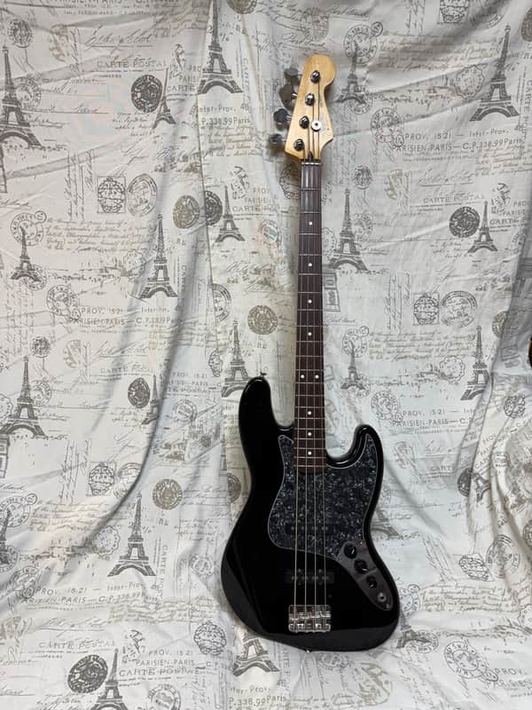 1999 Fender Standard Series Jazz Bass Black Real Rosewood Fingerboard Hard Shell Case image 1