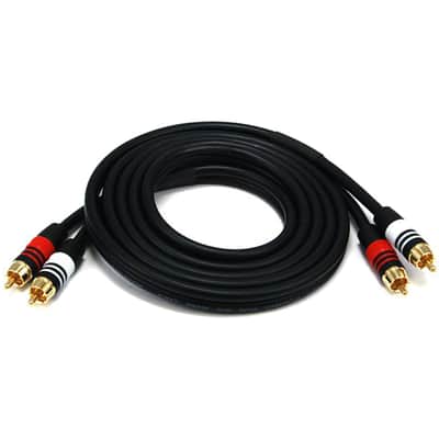 Monoprice 6ft Premium 2 RCA Plug/2 RCA Plug M/M 22AWG Cable - Black image 1