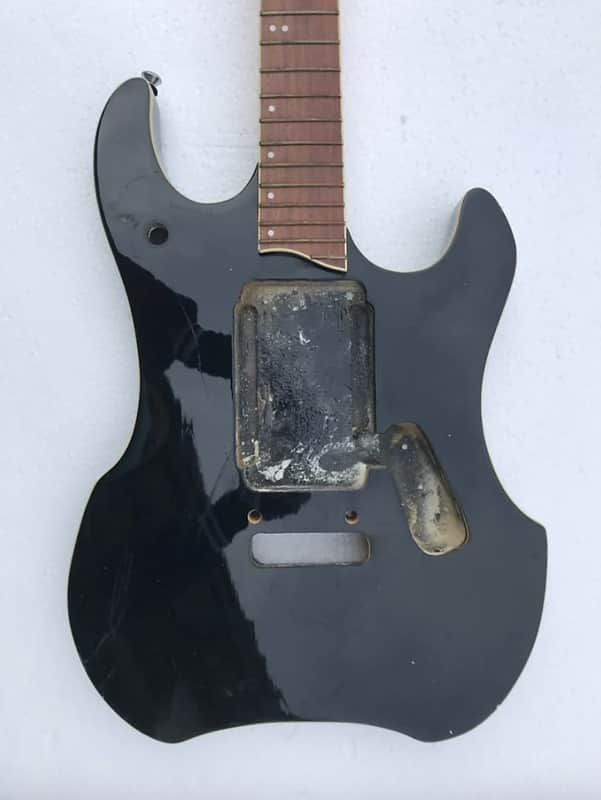 Glossy Black Maple Wood DIY Guitar Neck with Solid Body image 1