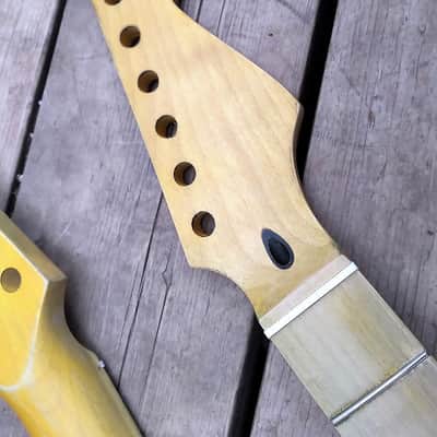 21 Fret Relic Maple Guitar neck nitro vintage tint Strat style guitar neck dowel insert image 9