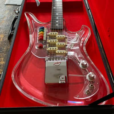 Very Rare Museum Grade 1990's Japanese Teisco Spectrum 5 Acrylic with OHSC. 100 built Worldwide image 2