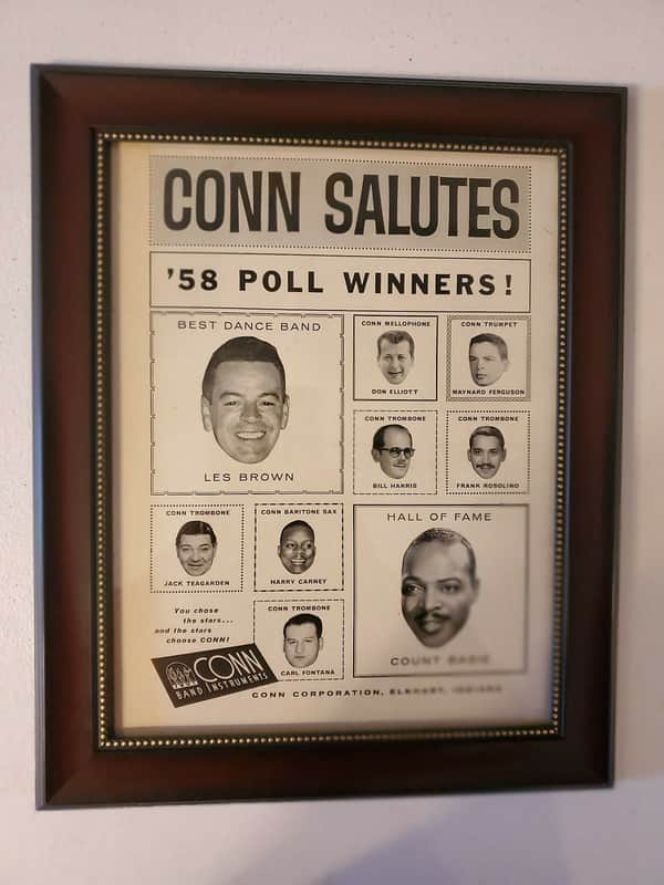 1959 Conn Horns Promotional Ad Framed Maynard Ferguson, Les Brown, Don Elliott,  Harry Carney Original image 1